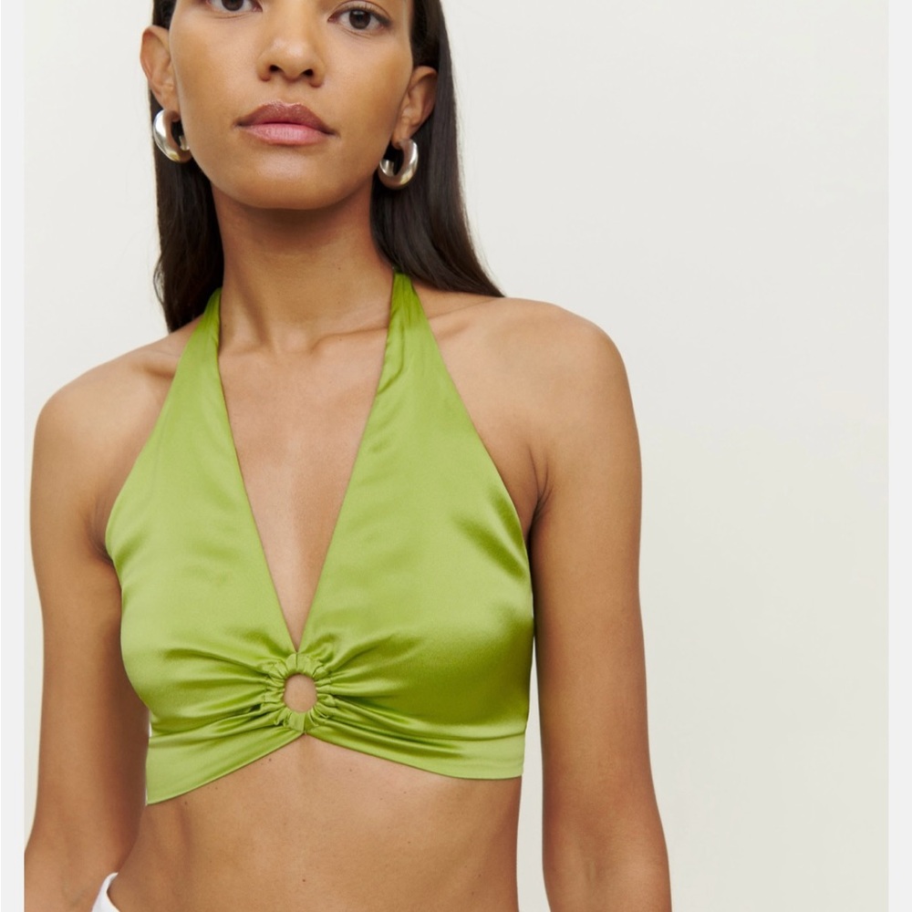 Reformation green Satin Top